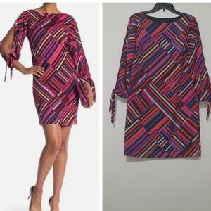 Trina Turk Size S Jaxon Asymmetrical Stripe Split Sleeve Women’s Shift Dress